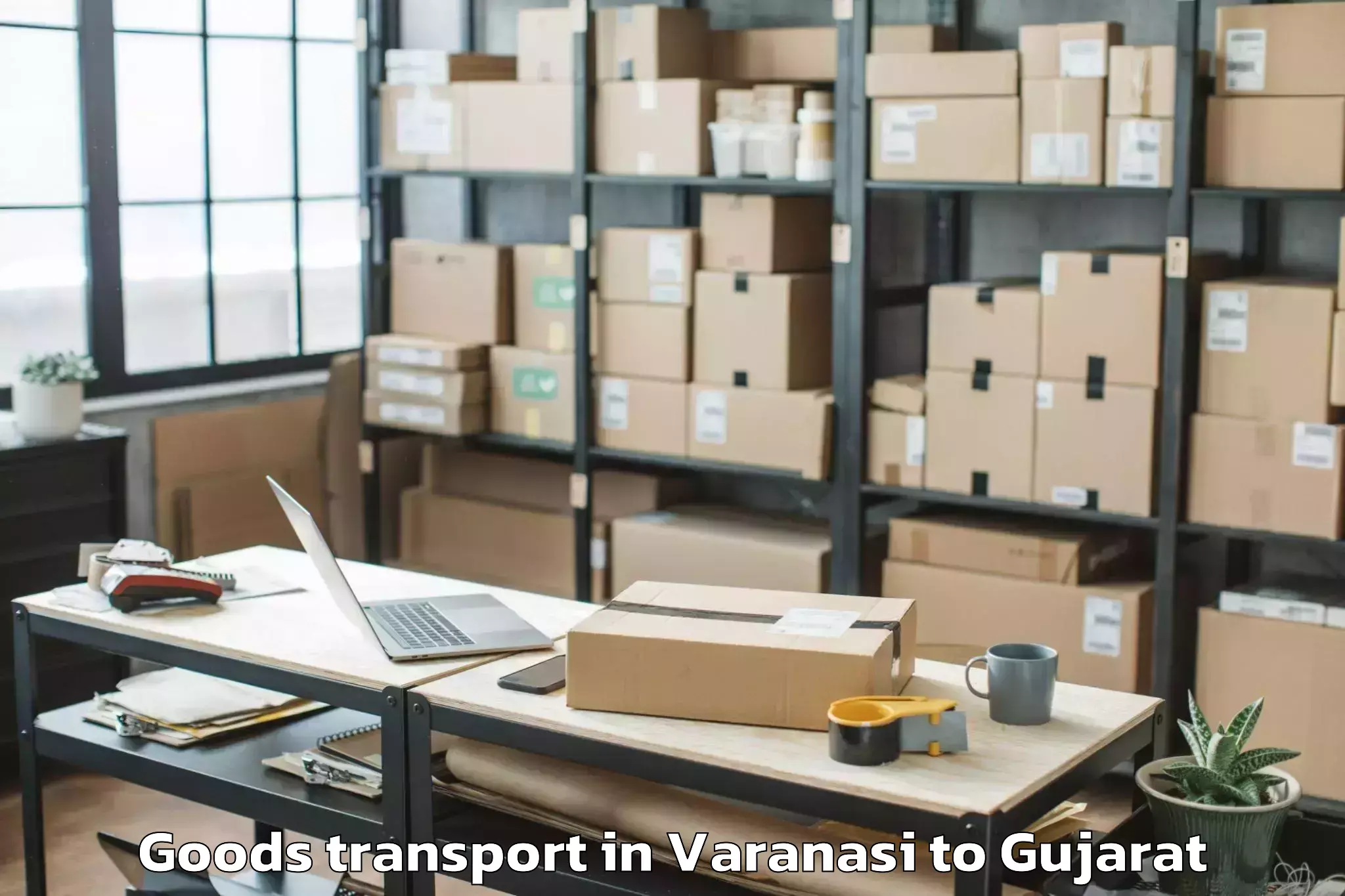 Top Varanasi to Gujarat University Of Transpla Goods Transport Available